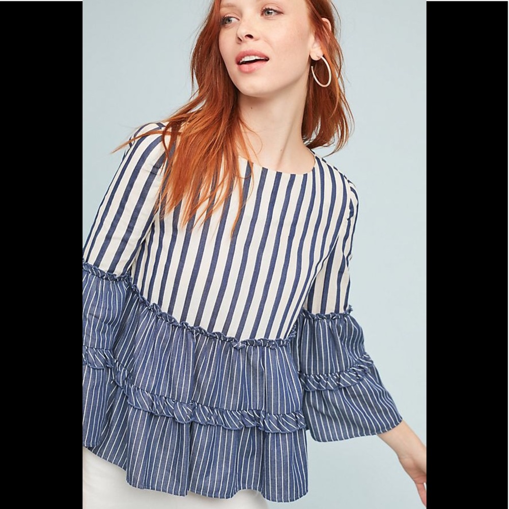 Anthropologie Eri + Ali Mixed Stripe Blouse